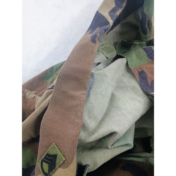 US ARMY Military Woodland Camo Coat BDU Large Long 8415-01-084-1644 patches *** - Picture 10 of 11